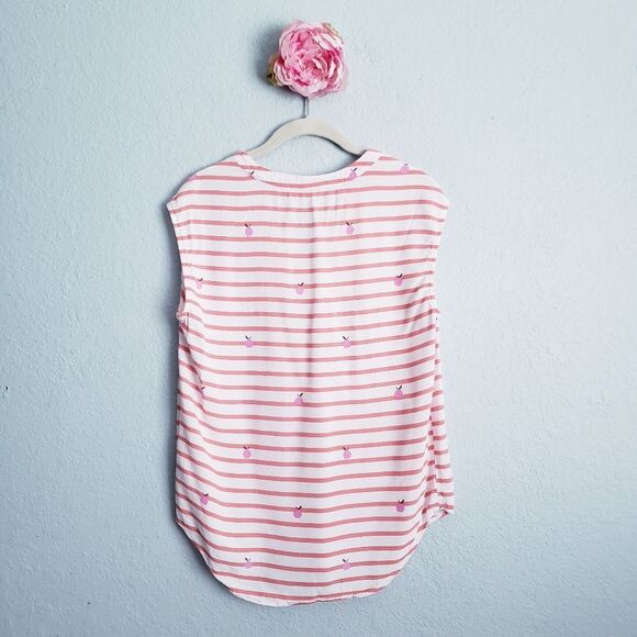 Joules Sleeveless Orange Striped Peach Blouse - Picture 6 of 6